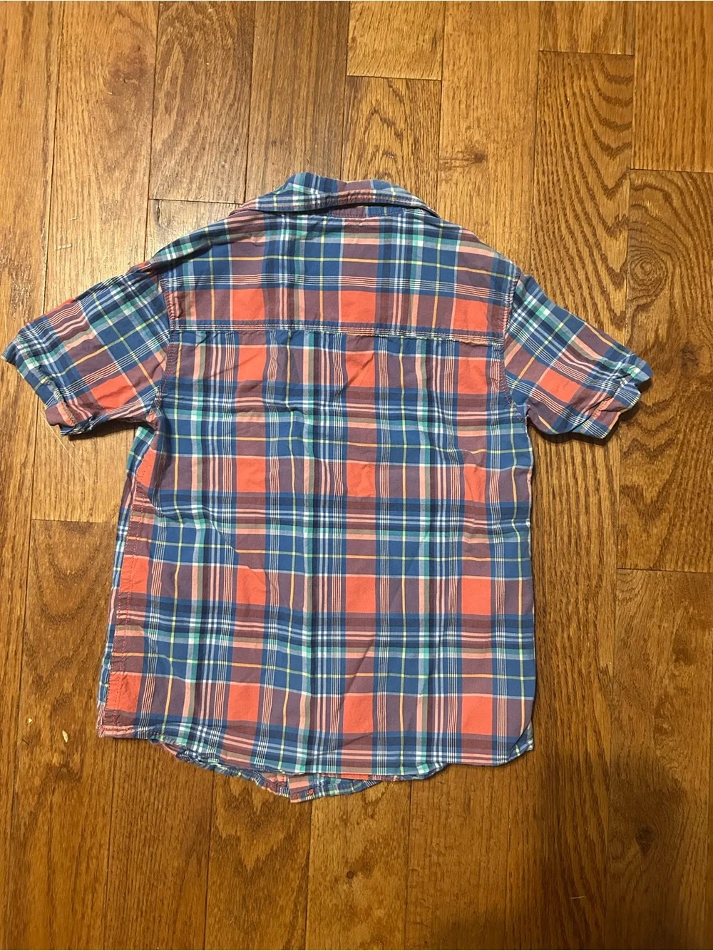 Carter's Blue and Orange Plaid Short-Sleeve Button-Front Shirt
